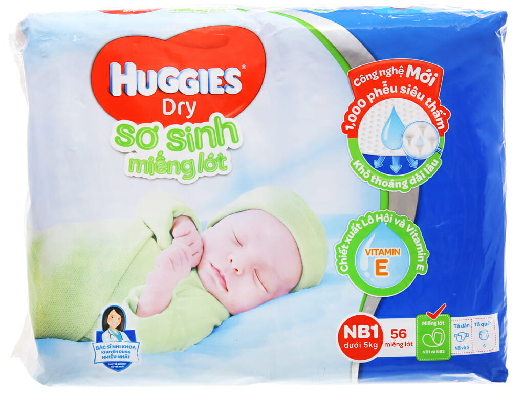 Miếng lót sơ sinh Huggies 56 miếng giá tốt tại Bách hoá XANH