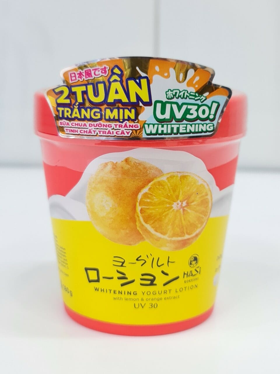 Lotion Dưỡng Thể Sáng Da HASI Kokeshi Whitening Yogurt Lotion UV30 180g -  Dưỡng ẩm 